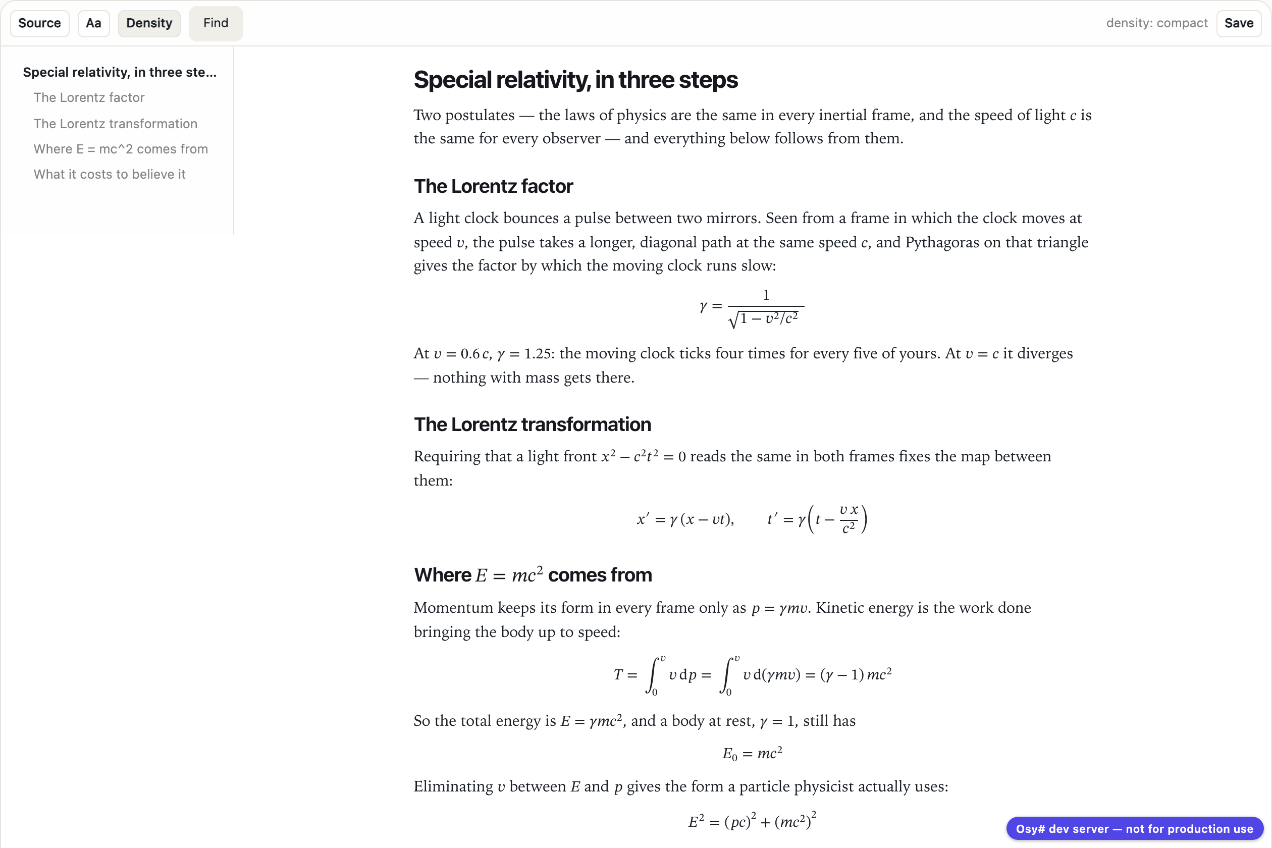 The markdown-demo sample, running
