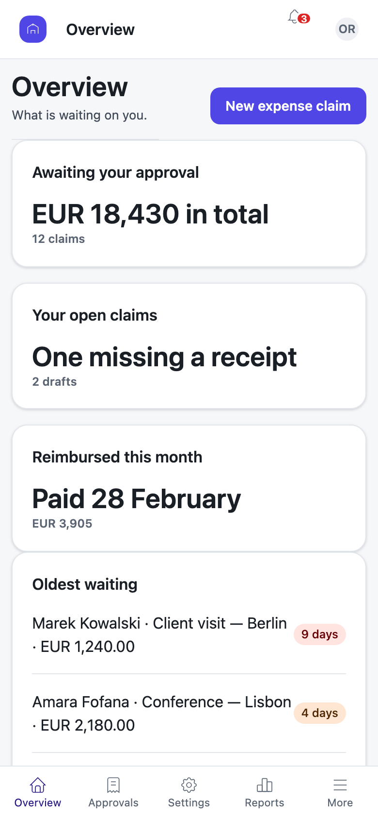 The same app on a phone: a bottom tab bar with a More sheet