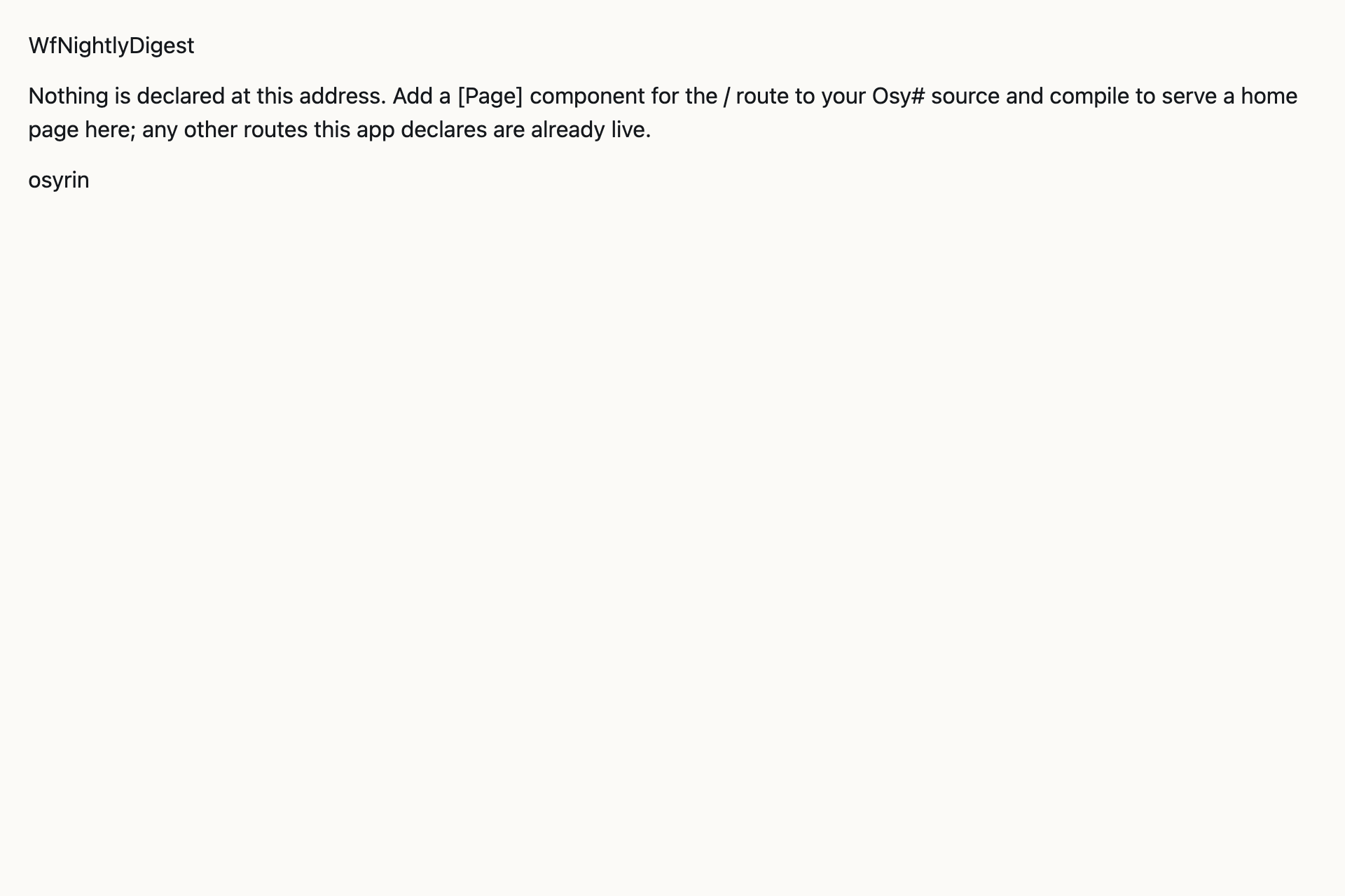 The wf-nightly-digest sample, running